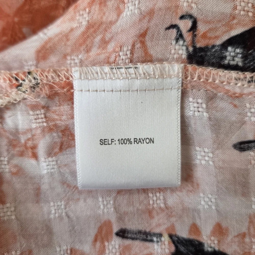 Jane Delancey Tunic Shirt Dress Size M Orange Tropical Tucans Bird Print Resort - Picture 16 of 16